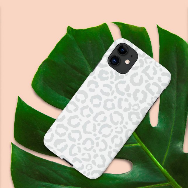 Capa Para iPhone 11 Elegant White Gray Leopard Cheetah Animal Print (Criador carregado)