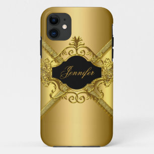 Capa Para iPhone 11 Elegante Clássico Dourado Preto