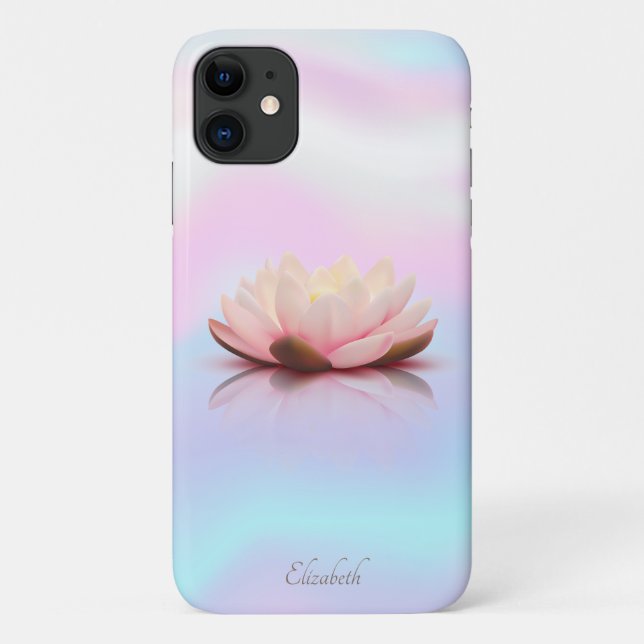 Capa Para iPhone 11 Elegante Clássico Lotus Flower Holographic (Verso)