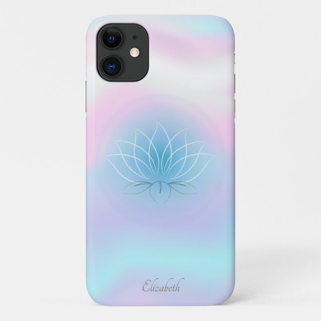 Capa Para iPhone 11 Elegante Clássico Lotus Holográfico (Verso)