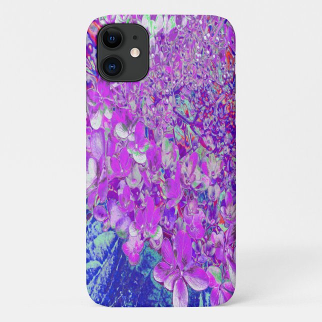 Capa Para iPhone 11 Elegante Hortênsia Limelight Roxa e Azul (Verso)