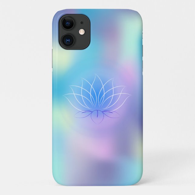 Capa Para iPhone 11 Elegante Lotus Blue Holographic (Verso)