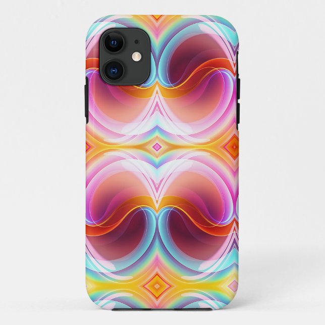 CAPA PARA iPhone 11 ELEGANTE MODERNA ABSTRATO PSIQUEDÉLICA ARTE (Verso)