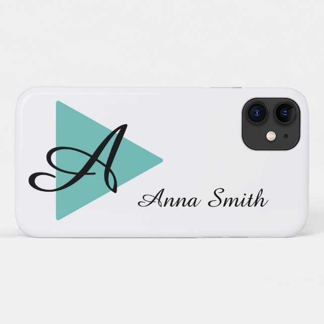 Capa Para iPhone 11 Elegante Monograma Abtrato Design de Teal (Verso (horizontal))