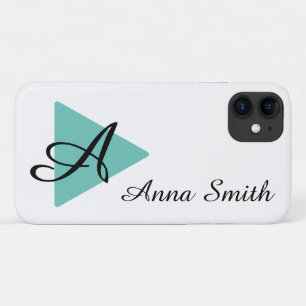 Capa Para iPhone 11 Elegante Monograma Abtrato Design de Teal