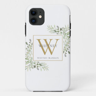 Capa Para iPhone 11 Elegante Monograma Dourado de Flora e Verdura