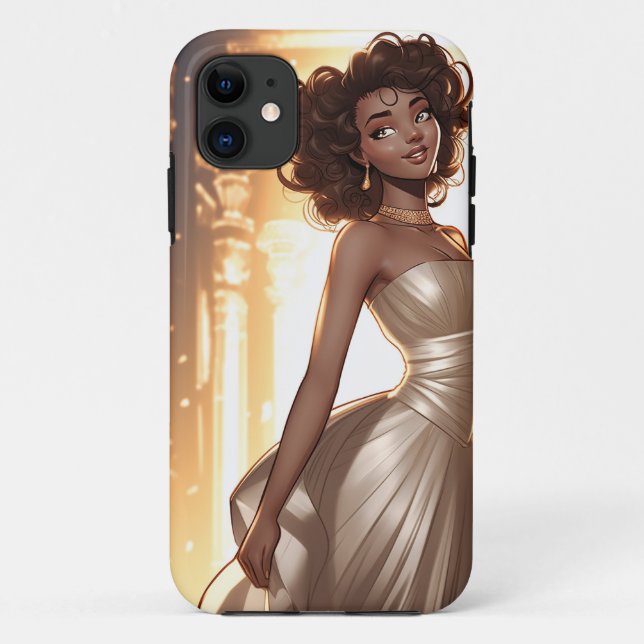Capa Para iPhone 11 elegante mulher negra africana americana (Verso)