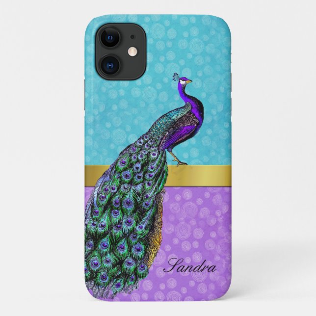Capa Para iPhone 11 Elegante Peacock iPhone (Verso)