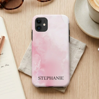 Capa Para iPhone 11 Elegante Rosa Bege Suave Aquarela