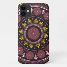 Capa Para iPhone 11 Elegante rosa Dourado Mandala, Boho Zen Dot Art Fl
