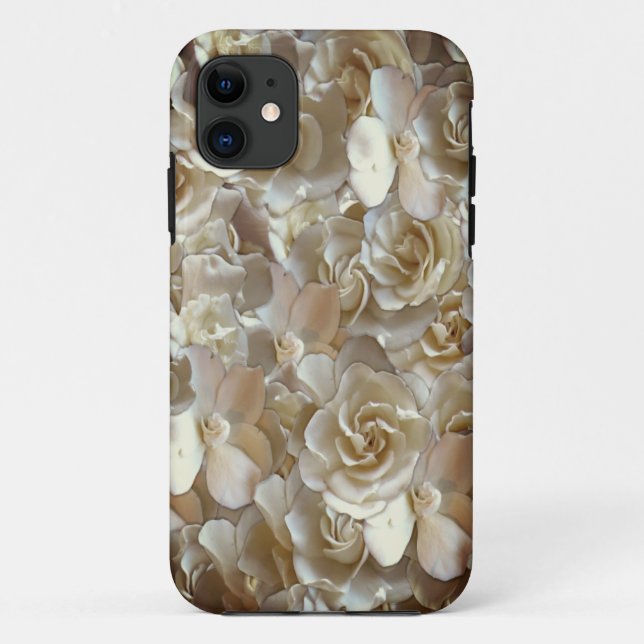 Capa Para iPhone 11 Elegante Rosa Floral Padrão Petal (Verso)