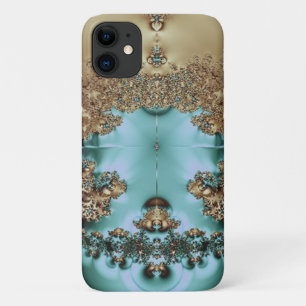 Capa Para iPhone 11 Elegante Royal Dourada e Aqua Design