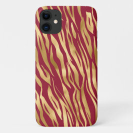 Capa Para iPhone 11 Elegante Tiger Burgundy Chic Na moda
