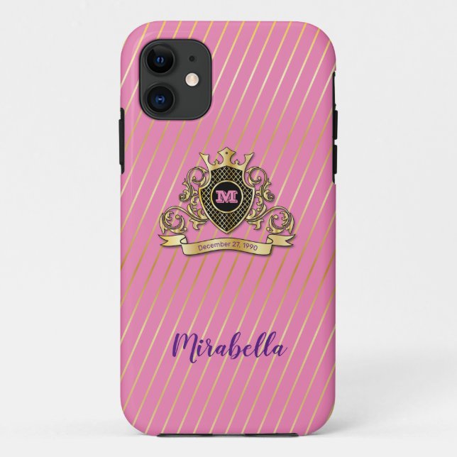 Capa Para iPhone 11 Elegenat Dourado Monagram Fashionado (Verso)