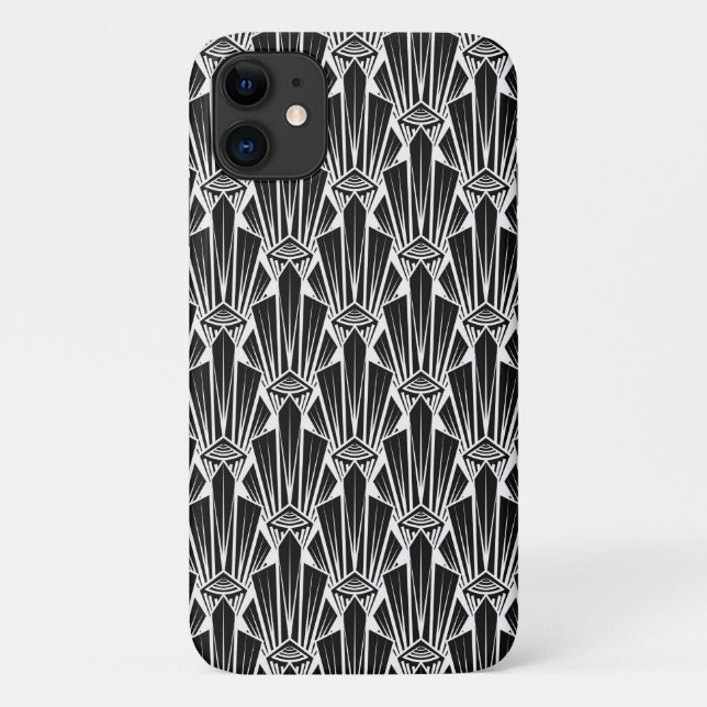 Capa Para iPhone 11 Elementos geométricos do deco de arte escura elega (Verso)
