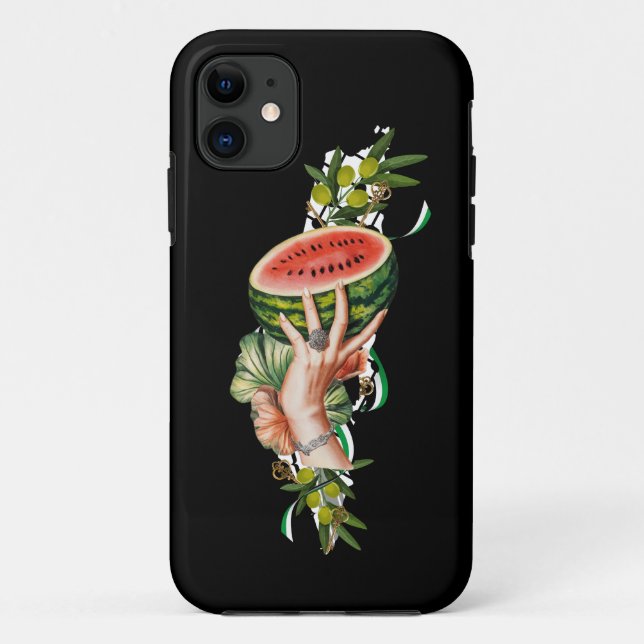 Capa Para iPhone 11 Elementos tradicionais da Palestina no mapa palest (Verso)