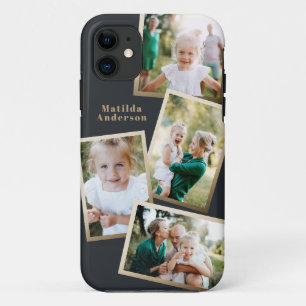 Capa Para iPhone 11 Eletrônico da família multi-foto na moda de ouro