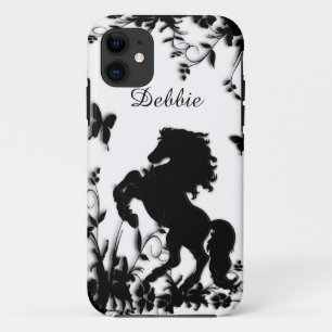 Capa Para iPhone 11 Elevando o garanhão/cavalo pretos no branco