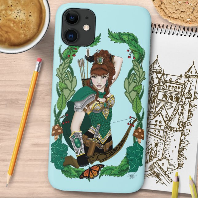 Capa Para iPhone 11 Elfa Arqueira da Floresta Encantada Verde Fantasia (Criador carregado)