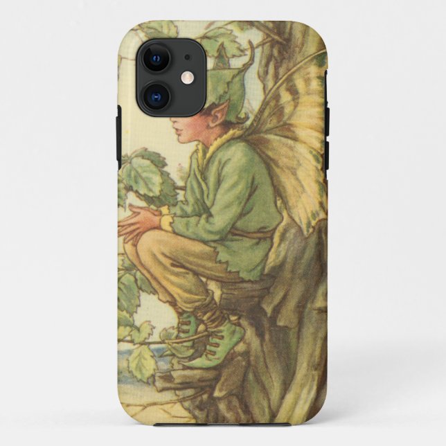 Capa Para iPhone 11 Elm Fairy alada em árvore (Verso)