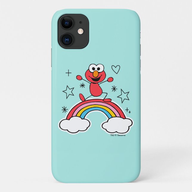 Capa Para iPhone 11 Elmo Rainbow Doodley Graphic (Verso)