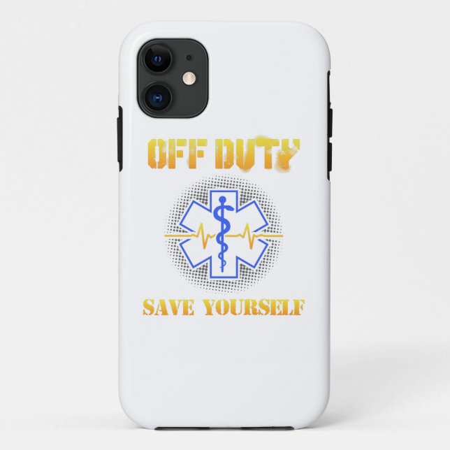 Capa Para iPhone 11 EMS Off Duty Economize-Se Engraçado Com Resgate pa (Verso)