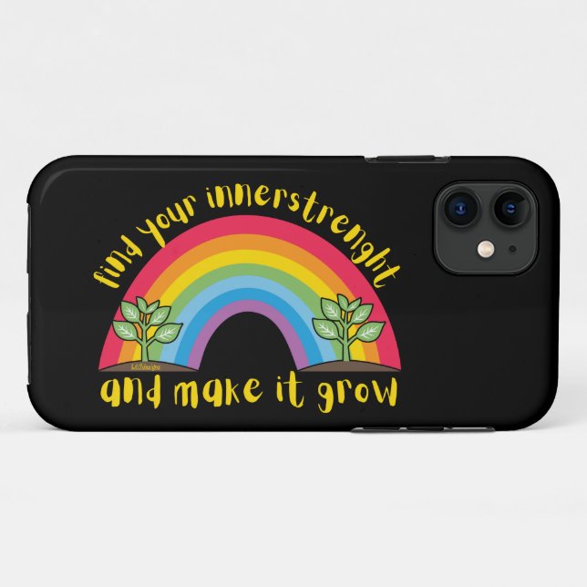 Capa Para iPhone 11 ENCONTRE A SUA NOITE E FAÇA CRESCER O arco-íris (Verso (horizontal))