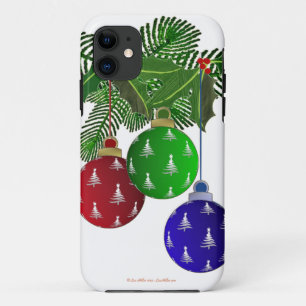 Capa Para iPhone 11 Enfeites Coloridos de Natal para Árvore