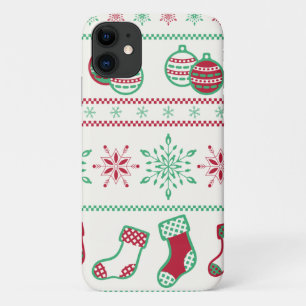 Capa Para iPhone 11 Enfeites de natal, Flocos de Neve e Stockings