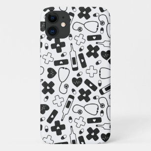 Capa Para iPhone 11 Enfermeira Branca, Bonita, Padrão Médico