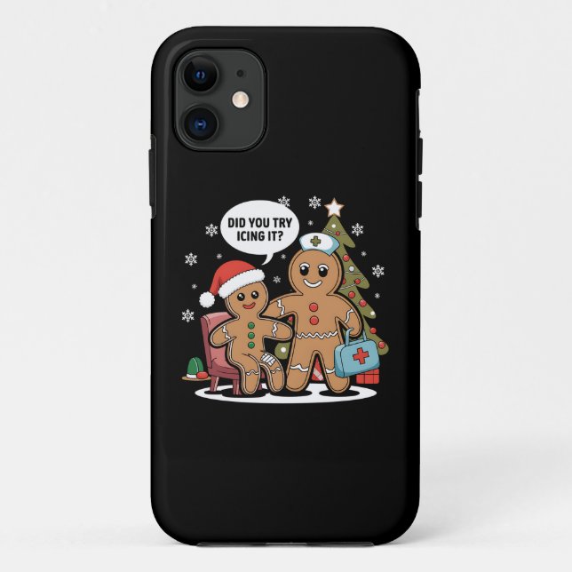 Capa Para iPhone 11 Enfermeira de Natal Gingerpão Homem Você Tentou Iç (Verso)