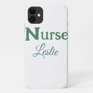 Capa Para iPhone 11 Enfermeira médica adiciona texto nome verde azul s