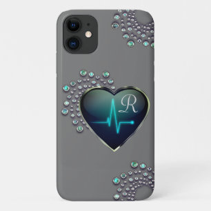 Capa Para iPhone 11 Enfermeiro EKG coração e joia