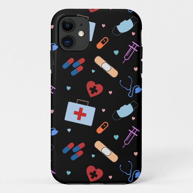 Capa Para iPhone 11 Enfermeiro Nurse Estudante | Padrão Médico (Verso)