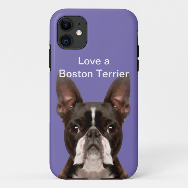 Capa Para iPhone 11 Engraçado Amor A Boston Terrier (Verso)