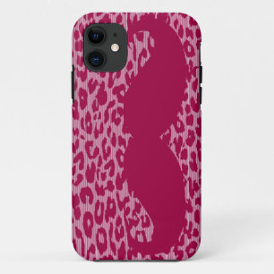 Capa Para iPhone 11 Engraçado bigode na pele do leopardo
