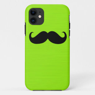 Capa Para iPhone 11 Engraçado bigode preto no fundo amarelo verde
