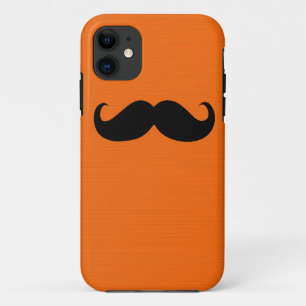 Capa Para iPhone 11 Engraçado bigode preto no fundo laranja