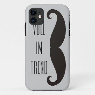 Capa Para iPhone 11 Engraçado bigode / Schberrbart + seu texto