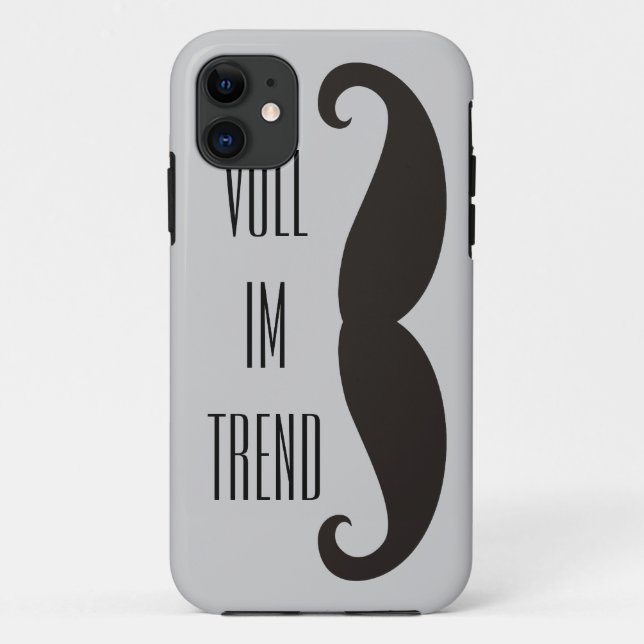 Capa Para iPhone 11 Engraçado bigode / Schberrbart + seu texto (Verso)