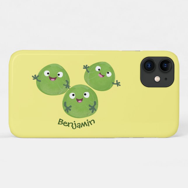 Capa Para iPhone 11 Engraçado Bruxelas brota caricatura de legumes (Verso (horizontal))