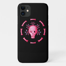 Capa Para iPhone 11 Engraçado Design do crânio - Crânio rosa com verme