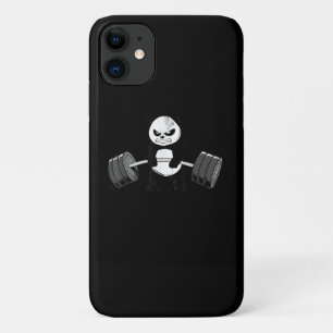 Capa Para iPhone 11 Engraçado Panda Trabalhando Kitten Gym Poder de D
