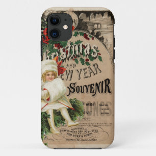 Capa Para iPhone 11 Ephemera Natal Ano Novo Poster de Souvenir
