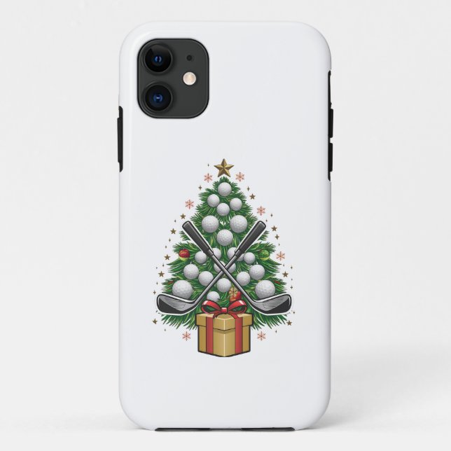 Capa Para iPhone 11 Equipamento de Golfe Árvore de Natal Golfe de Nata (Verso)