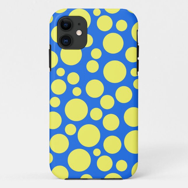Capa Para iPhone 11 Ervilhas amarelas sobre fundo azul-céu (Verso)