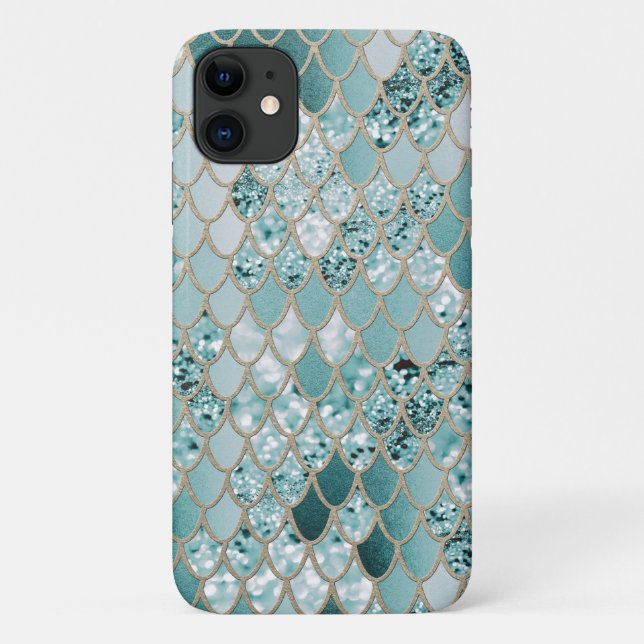 Capa Para iPhone 11 Escalas de Sereia Glitter #3 #shiny (Verso)