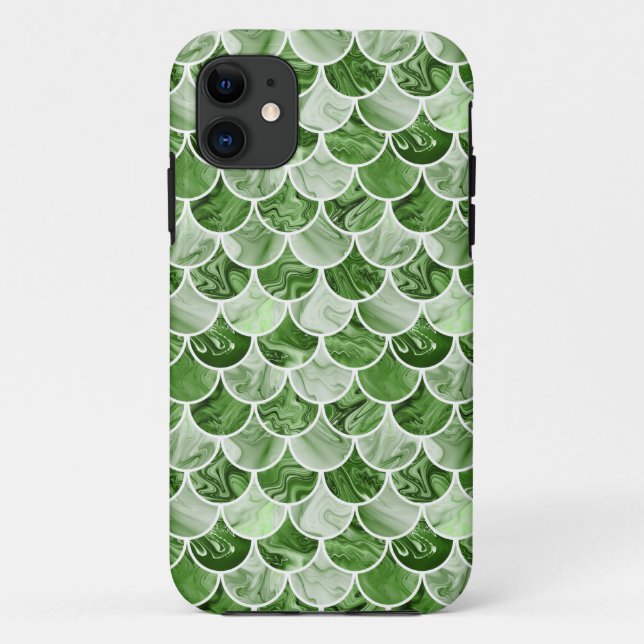 Capa Para iPhone 11 Escalas verdes de sereia (Verso)