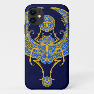 Capa Para iPhone 11 Escaravelho voado egípcio, azul