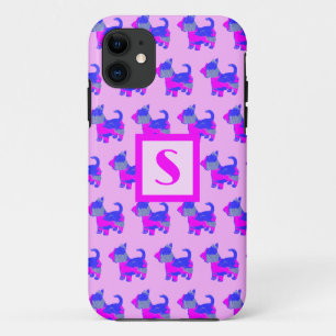 Capa Para iPhone 11 Escocês Terrier Cute Dog Silhouhoute Rosa Monogram